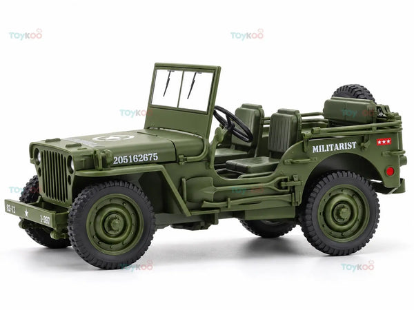 Jeep Willys 1/4 Ton Top Down 1:18 Welly diecast Scale Model car - Big Size