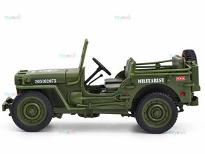 Jeep Willys 1/4 Ton Top Down 1:18 Welly diecast Scale Model car - Big Size