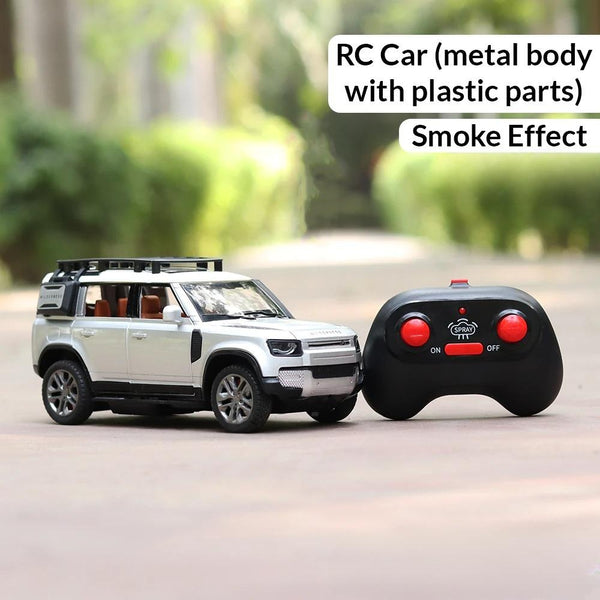 Remote Control Metal Diecast Resembling Defender Car with Smoke Effect | Openable Doors & Light | 1:22 Scale | Assorted Colors